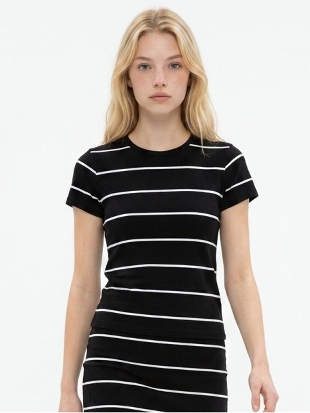 BRANDY MELVILLE | Striped T-Shirt Mini Dress or Tunic Black White One Size